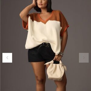 Anthropologie Maeve V-Neck Sweater Tee - oversized fit size S